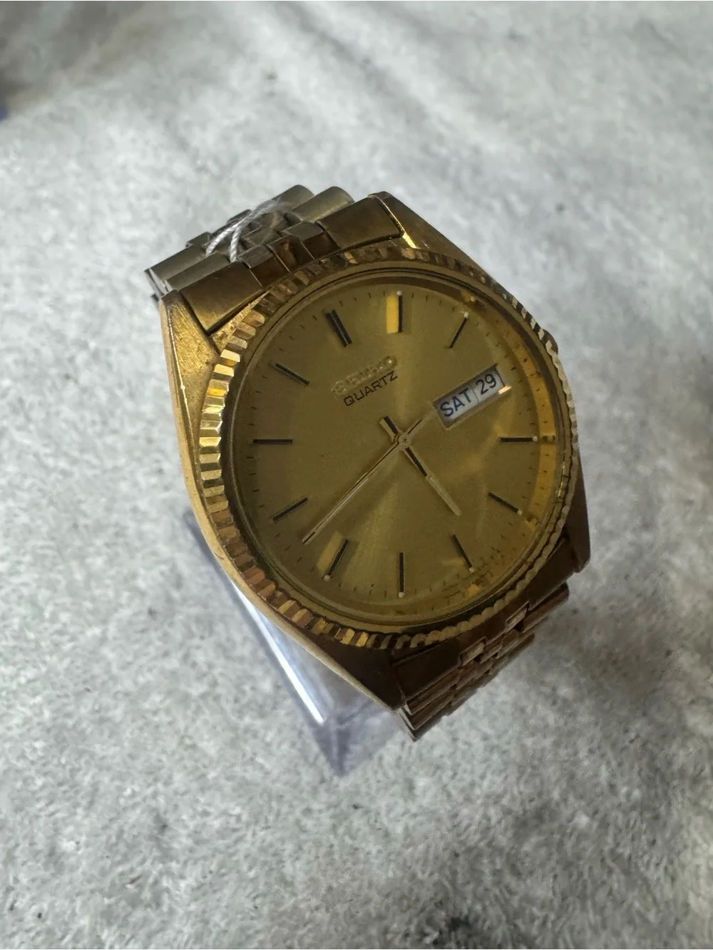 Seiko Gold Tone Quartz Watch with Gold Dial